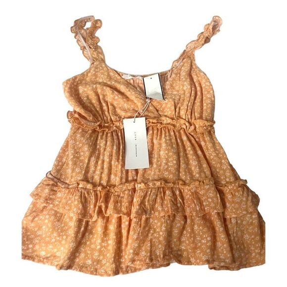 LUSH Ruffle Tiered Tank Top In Mango/ Yellow/ White - Picture 5 of 12